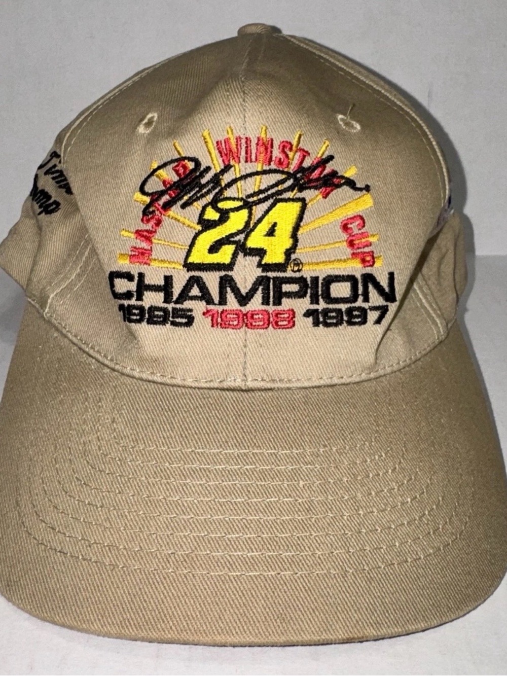 Vintage Jeff Gordon 24 NASCAR Winston Cup Champion Hat Tan Strapback 1995 1997